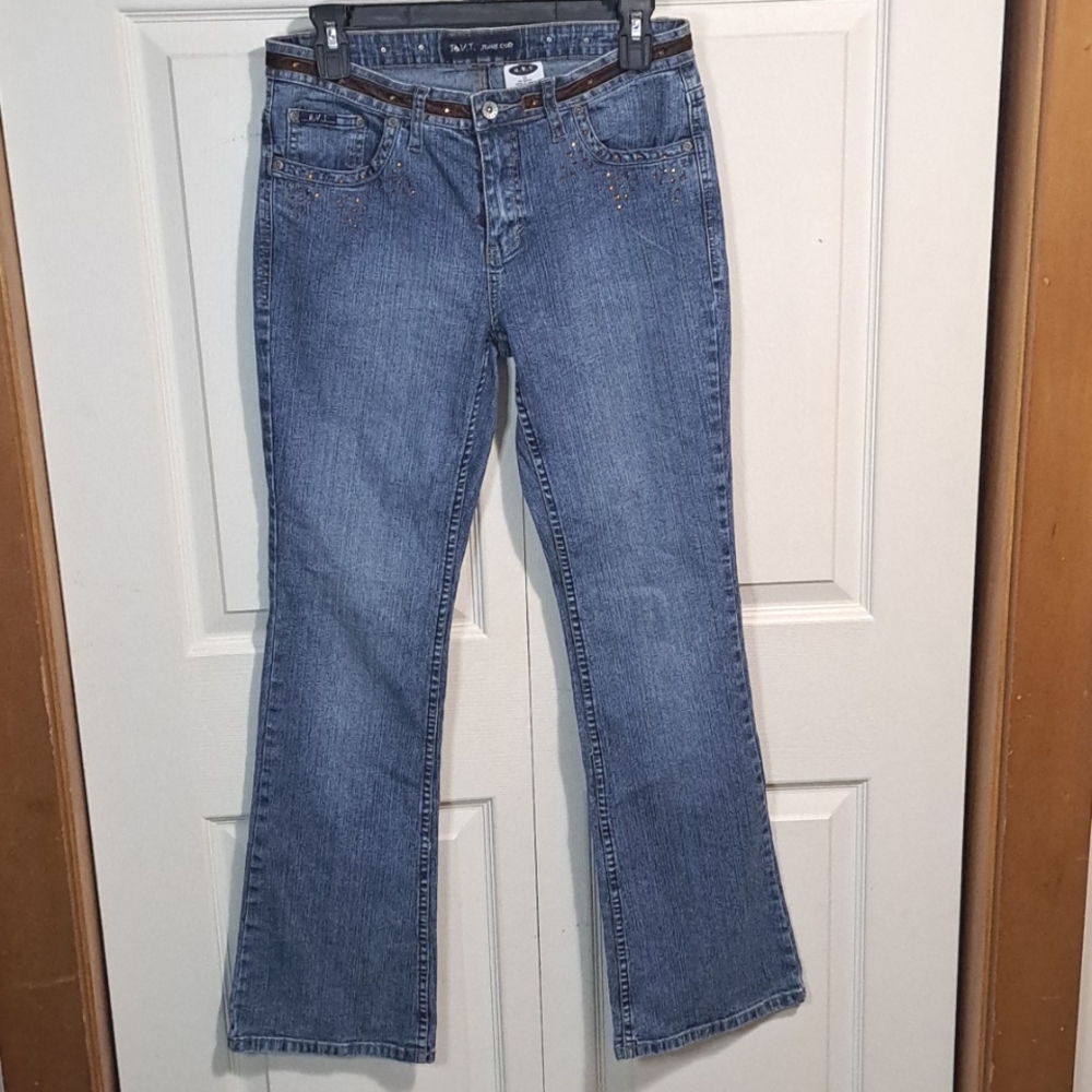 R.V.T Jeans Co. boot cut denim jeans - velvet/gem pocket accents - 10